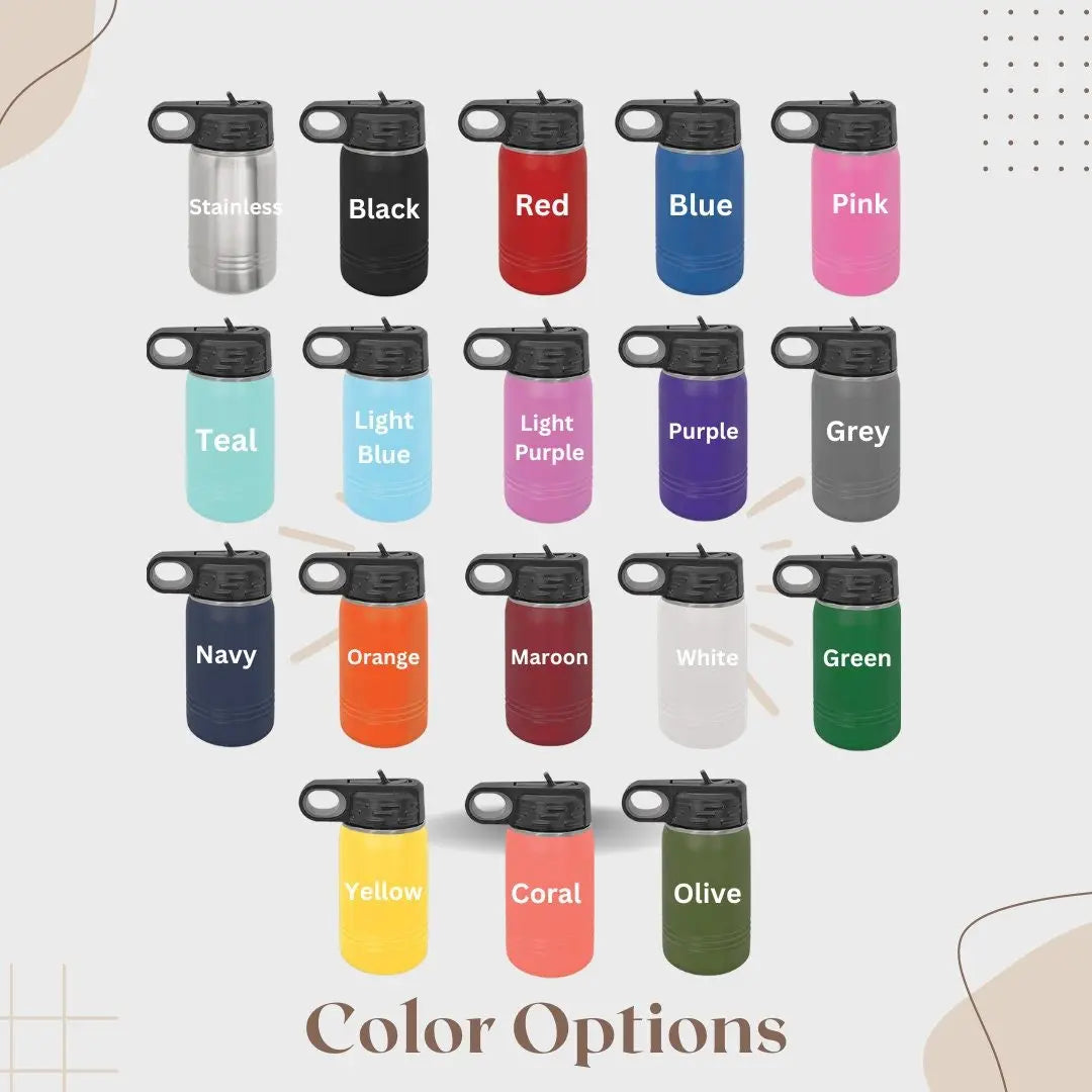 Personalized Kids Water Bottle with Straw EverLee Creations