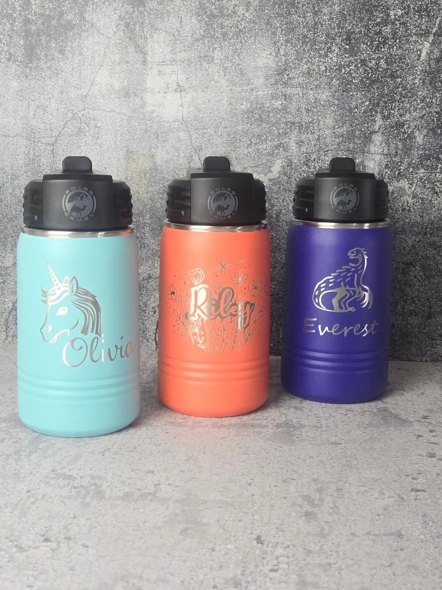 Personalized Kids Water Bottle with Straw EverLee Creations