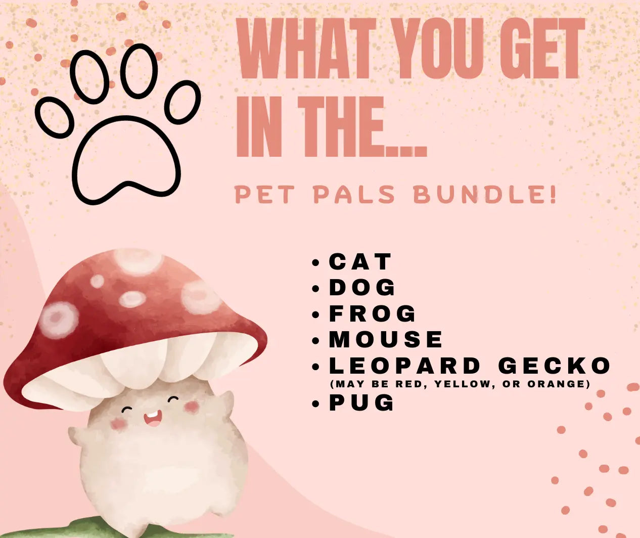 Pet Pals Mini Fidget Toy Bundle | 3D Printed Pet Animal Toys by Mushroom Lady Co, paper gift detail photo 3