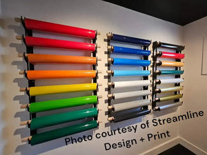 Wall-Mounted Vinyl, Tint, Paper & Cloth Wrap Rack - Modular Storage | Martin Metalwork" detail view by Martin Metalwork LLC