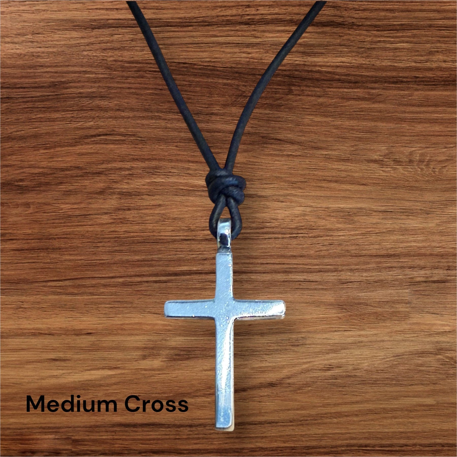 Classic Cross Necklace - Sterling Silver on Leather Cord by Forged By Fire — view 10 of 12