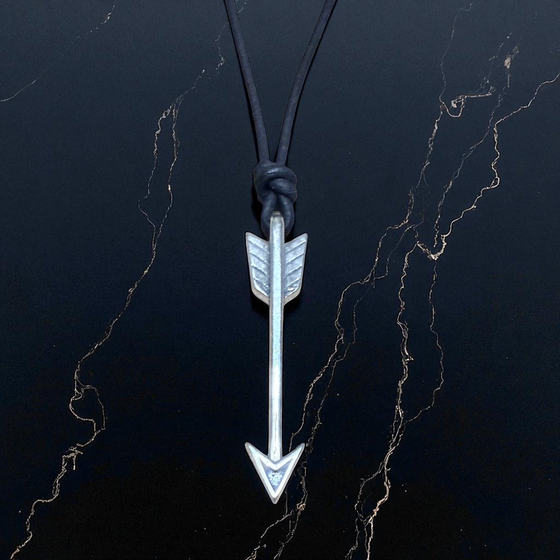 STRENGTH Arrow of Courage Necklace - Solid Sterling Silver on Leather Cord by Forged By Fire — view 7 of 7