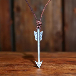 STRENGTH Arrow of Courage Necklace - Solid Sterling Silver on Leather Cord by Forged By Fire — view 1 of 7