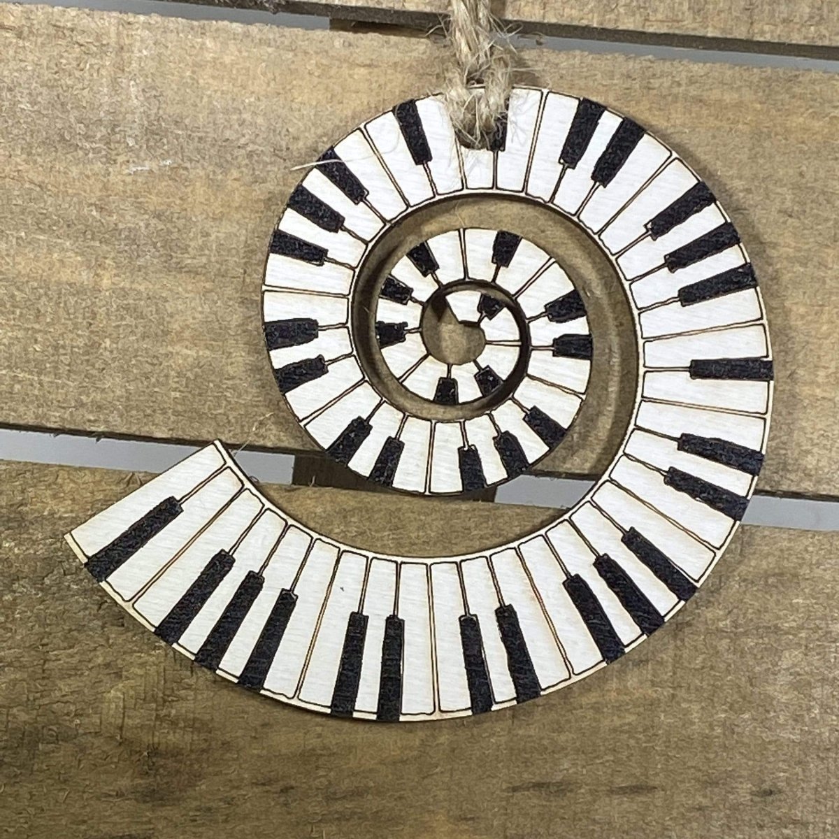 Piano Swirl Keyboard Wooden Christmas Ornament | Music Holiday Decor