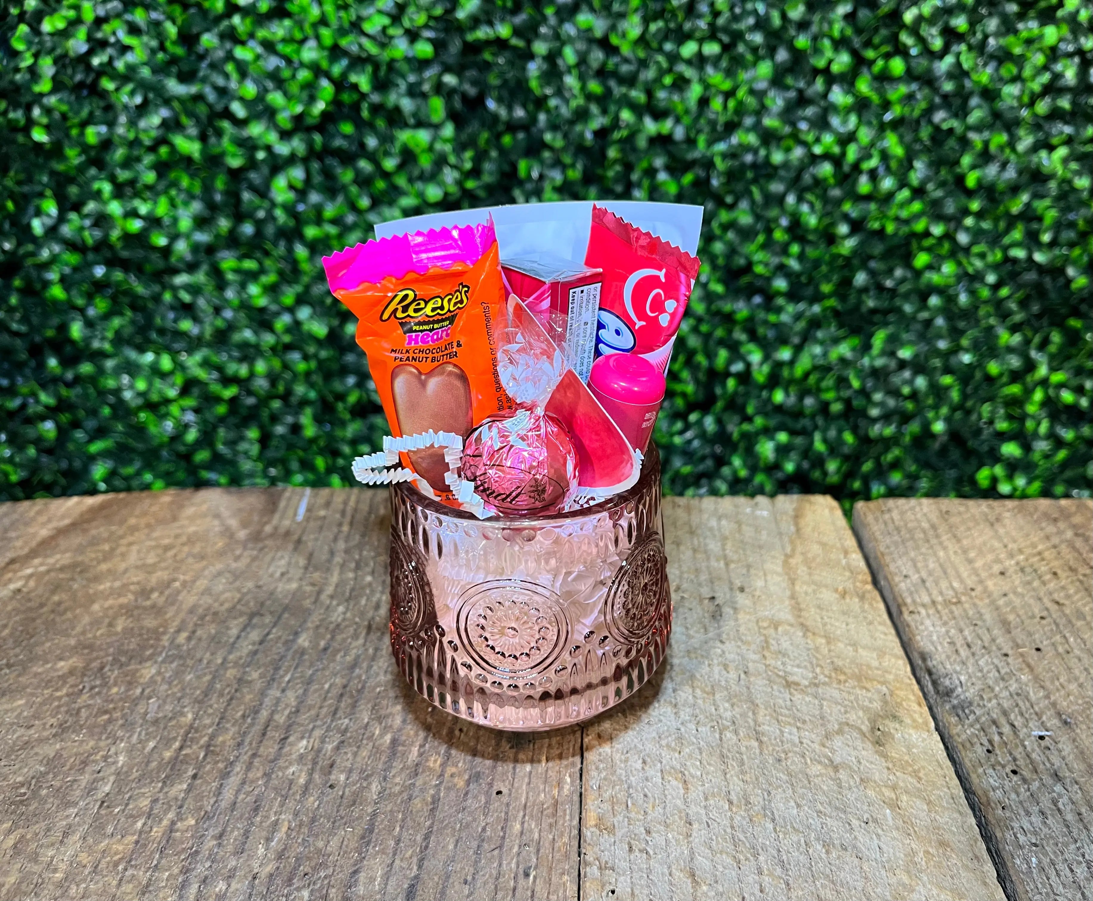 Pink Glass Cup with Reese's, Candy - Main Street Collective: A Sweet Get Well Soon Gift!