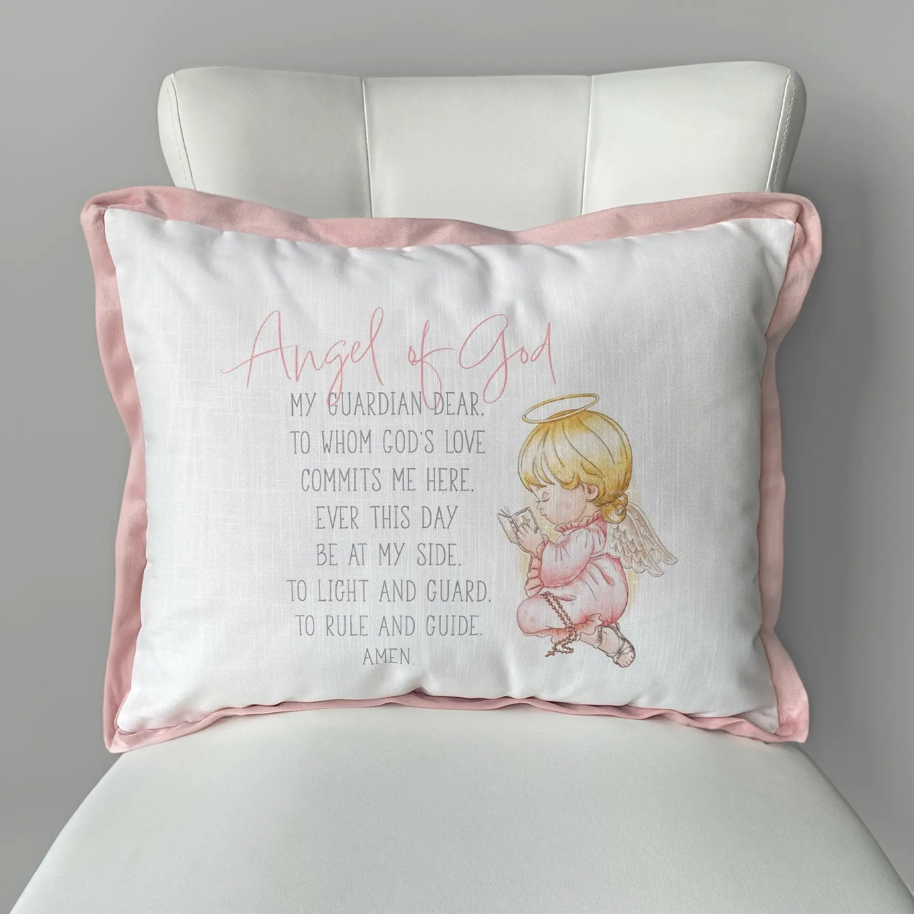 Pink Guardian Angel Printed Pillow Nola Tawk