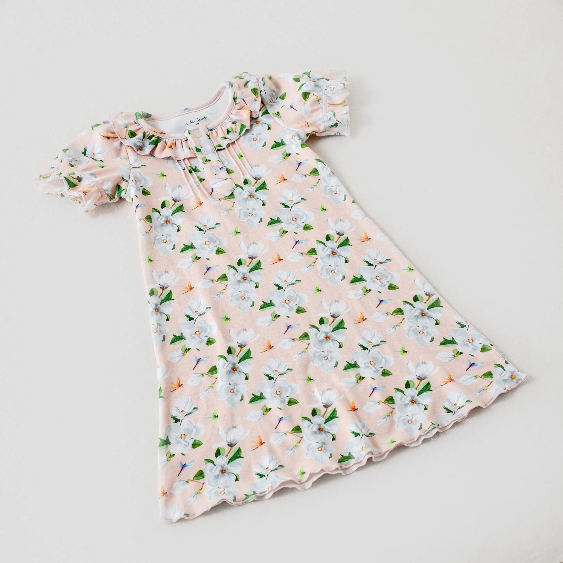 Pink Magnolia Organic Cotton Play Dress by Nola Tawk, Southern lifestyle apparel detail photo 4