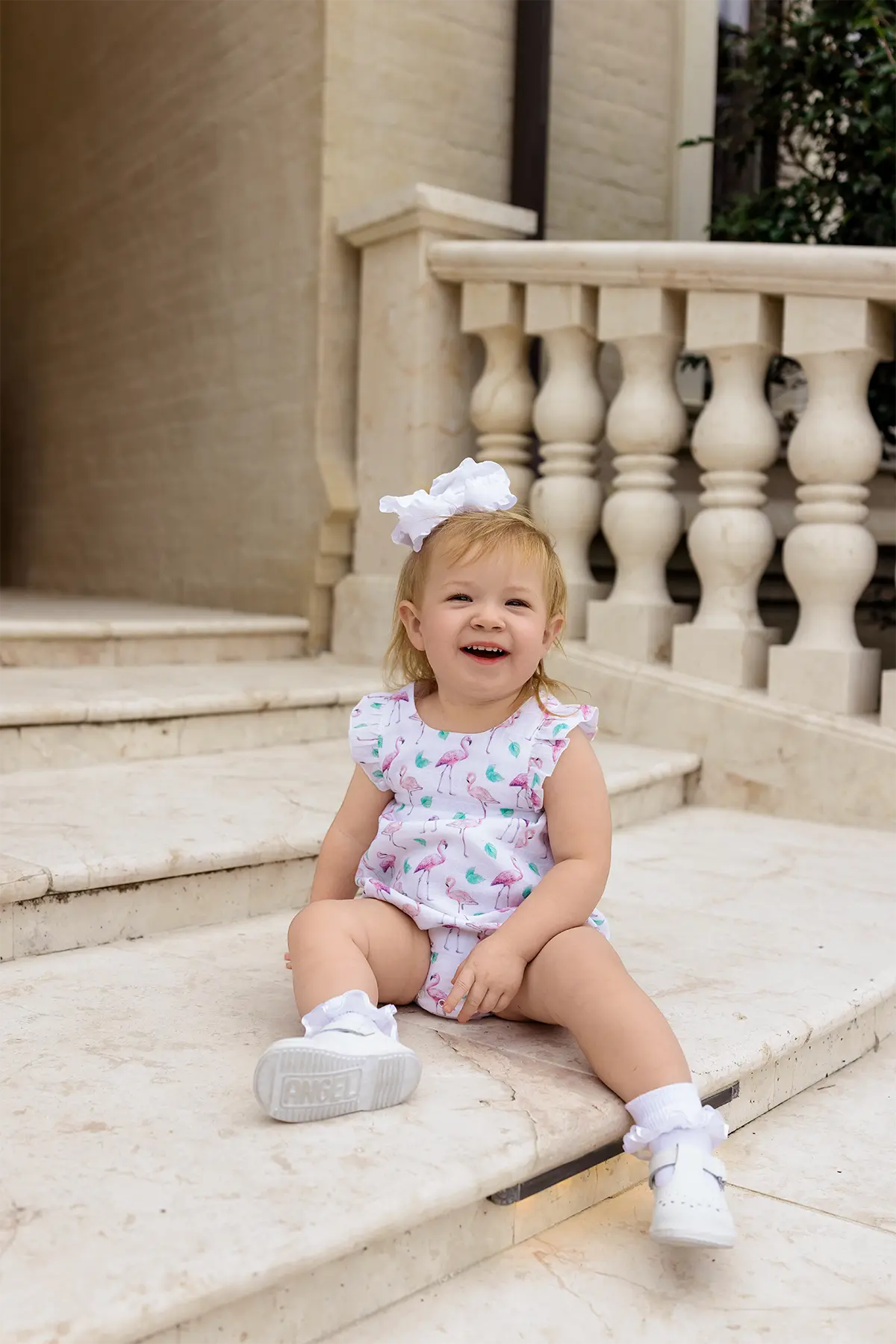 Pink Paradise Organic Muslin Bubble Romper by Nola Tawk, Southern lifestyle apparel detail photo 3