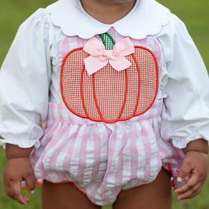 Pink Pumpkin Bubble by Seven Lantern Lane, children's boutique clothing detail photo 2