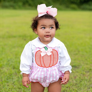 Pink Pumpkin Bubble by Seven Lantern Lane, children's boutique clothing detail photo 4