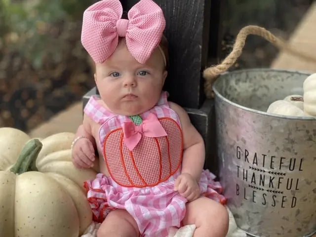 Pink Pumpkin Bubble by Seven Lantern Lane, children's boutique clothing detail photo 13