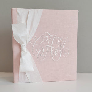 Baby Memory Book - Pink Linen (w/ SILK Bow) by AP Creations in Tuscaloosa, paper gift detail photo 3