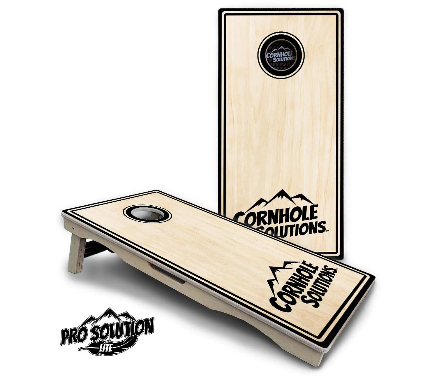 Pinstripe CS Logo Cornhole Boards - Pro Solution Lite Series by Cornhole Solutions, custom cornhole board main product photo