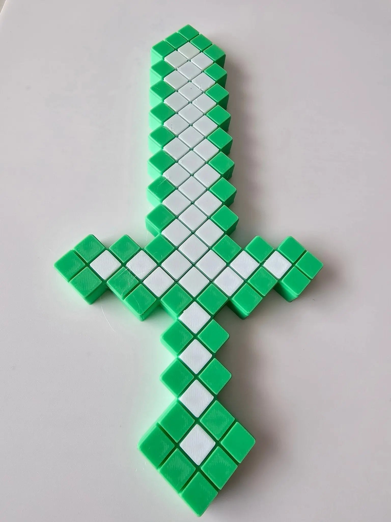 Minecraft Pixel Sword - Green & White 3D Printed Toy Sword, Pixel Art, Gaming Sword