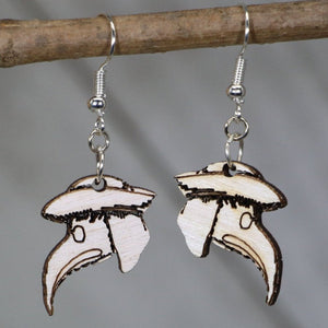 Plague Doctor Mask Wooden Dangle Earrings | Gothic Jewelry detail view by Cate's Concepts, LLC