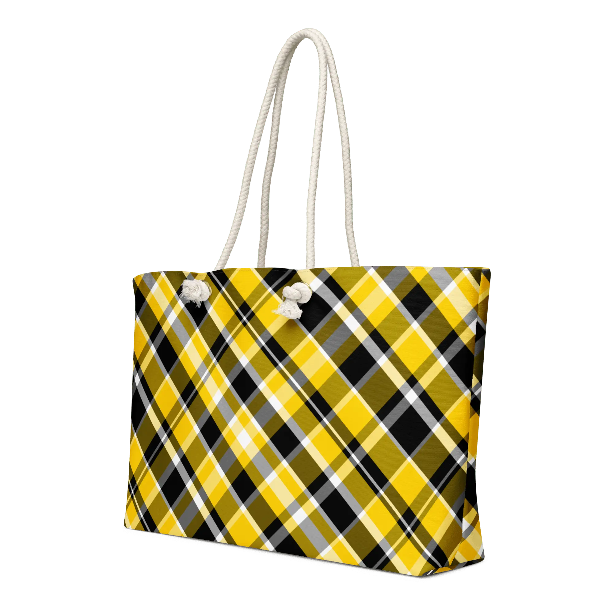 Plaid Jubilee Black & Gold Weekender Bag with Rope Handles - Main Street Collective