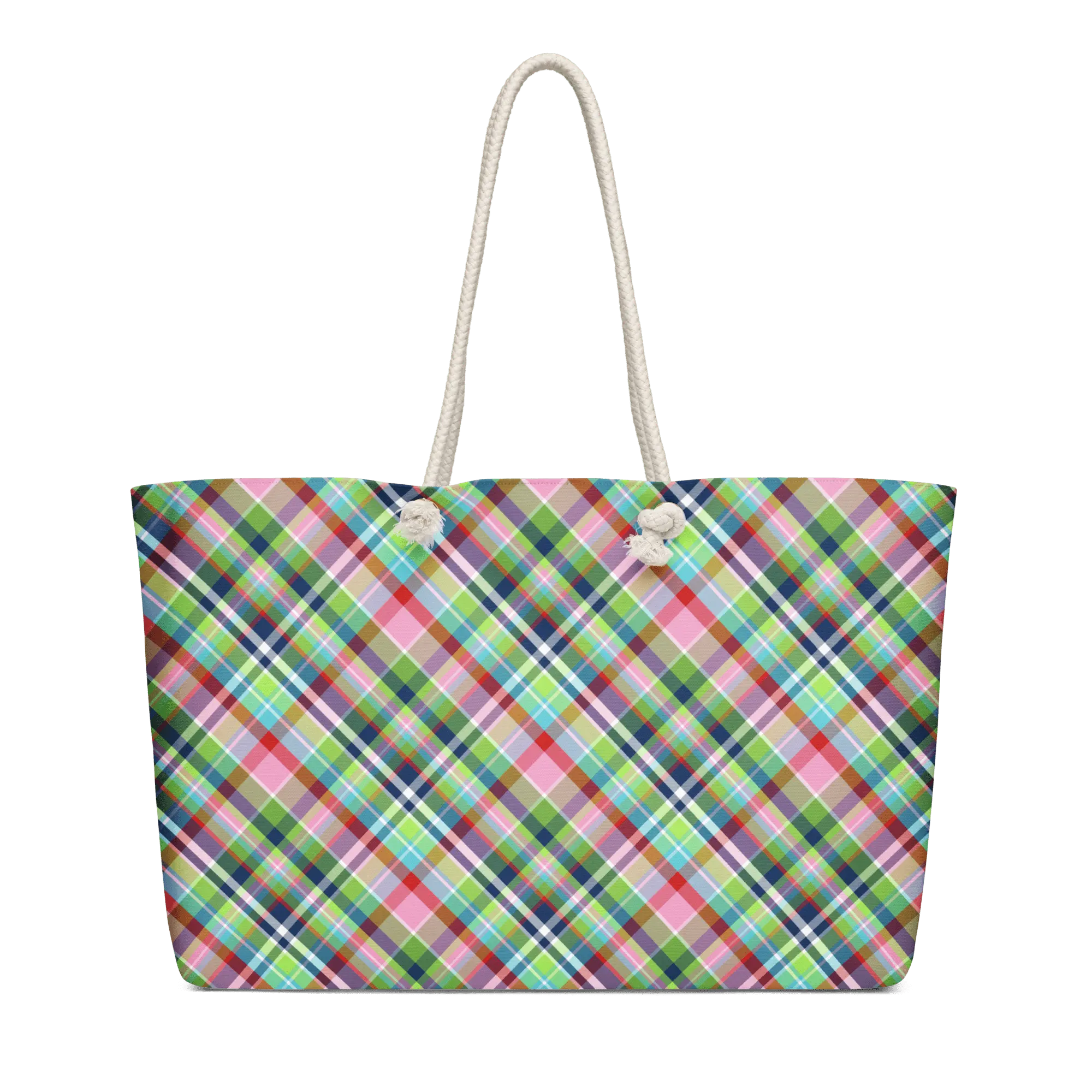 Festive Plaid Weekender Bag: Oversized Tote with Rope Handles - Travel in Style! Main Street Collective