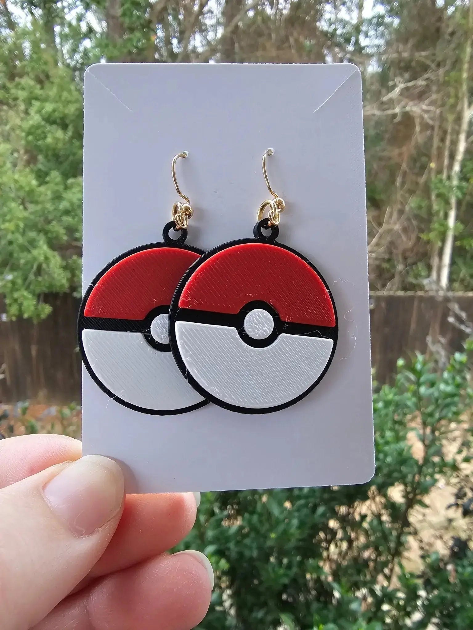 Pokeball Dangle Earrings: Handmade 3D Printed Pokemon Earrings - Main Street Collective