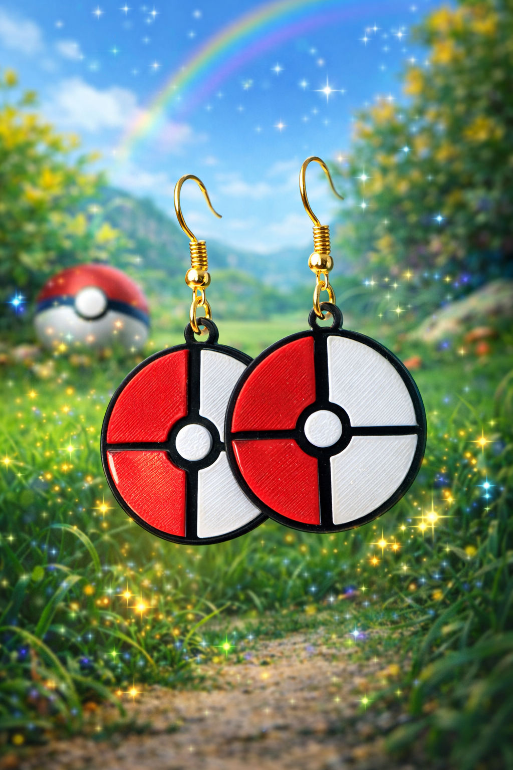 Pokémon Ball Dangle Earrings (Hooks or Clip-Ons) The Tween Space