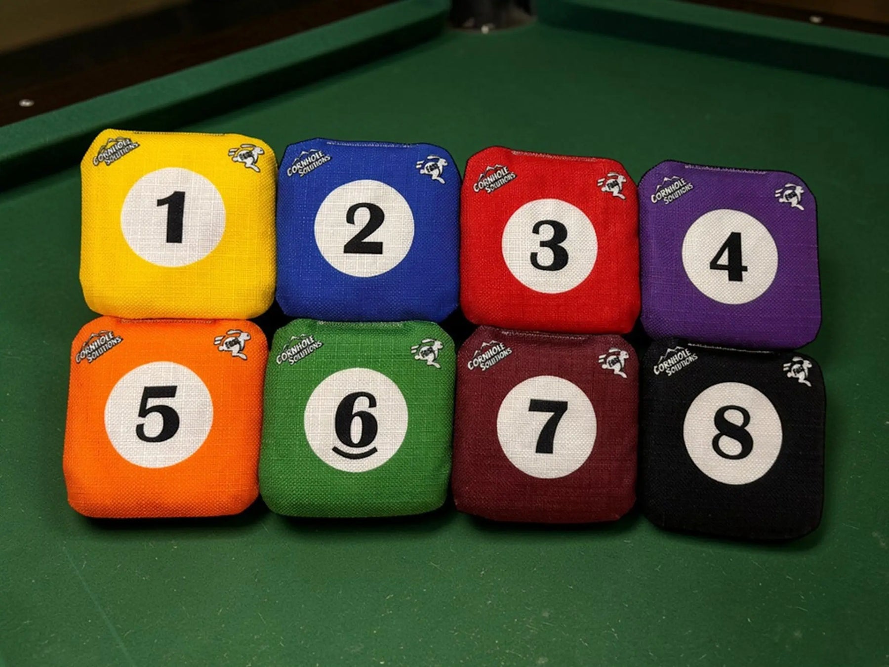 Pool Balls - Pro Style REC Cornhole Bags – Regulation 6"x6" – Full Set of 8 Cornhole Solutions