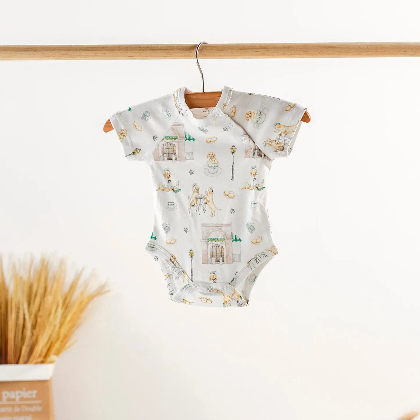 Powdered Sugar and Puppies Organic Cotton Baby Onesie Nola Tawk
