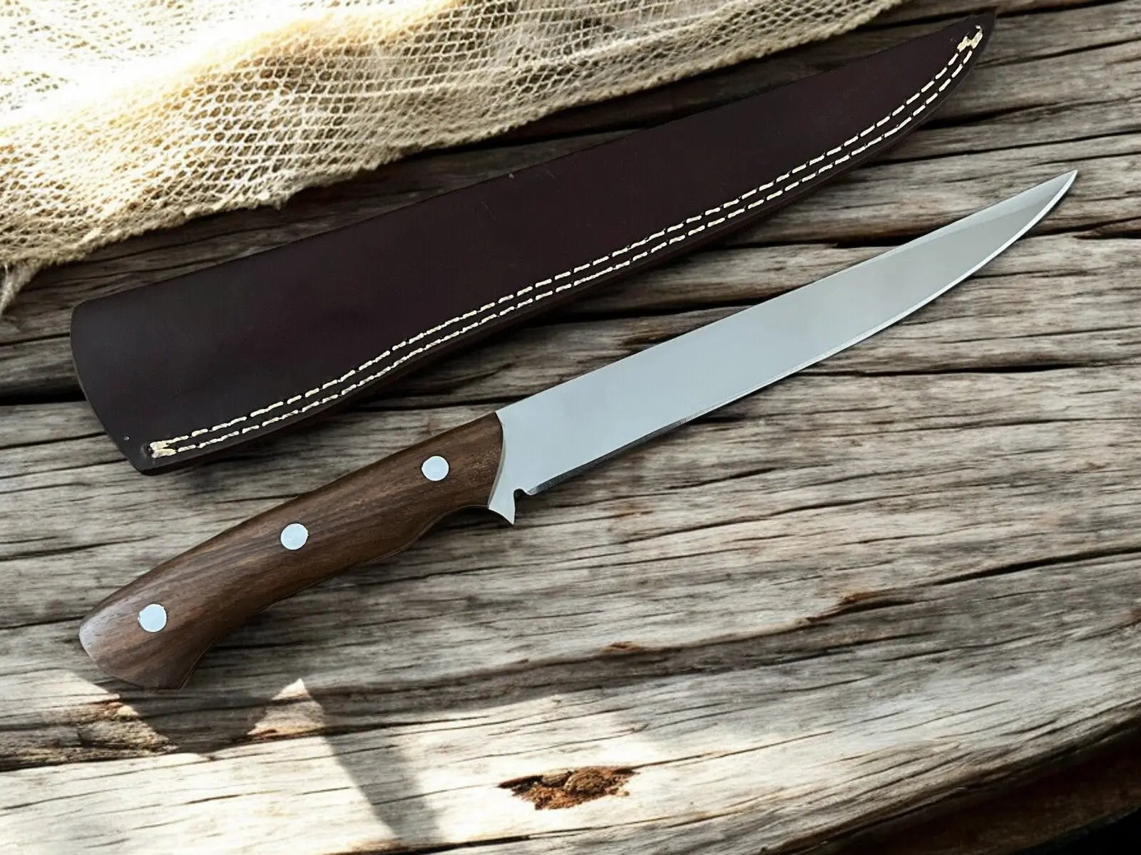 Premium 13.4" Handmade Fillet Knife with Rosewood Handle Damascus Knife Store