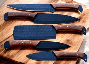 Premium Damascus Kitchen Knives Set – Burl Wood Handle by Damascus Knife Store, Southern handmade gift detail photo 2