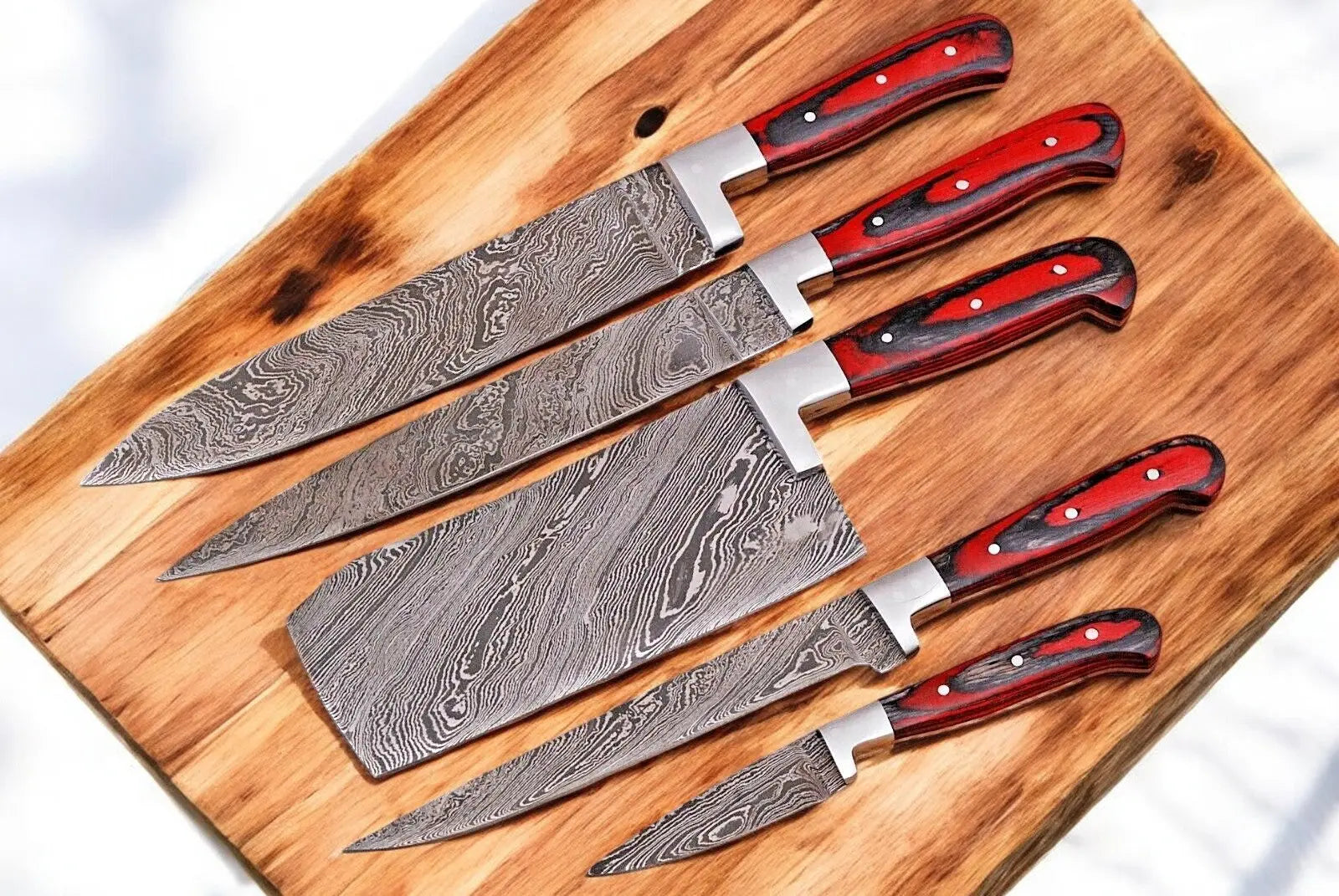 Premium Damascus Kitchen Knives Set – Handmade & Durable by Damascus Knife Store, Southern handmade gift main product photo