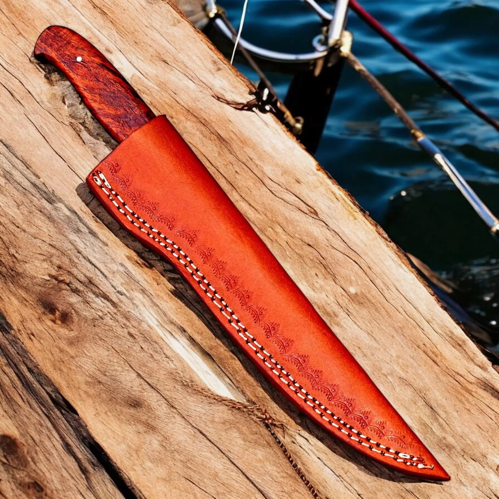 Premium Handmade Damascus Fillet Knife – 12" with Rosewood Handle by Damascus Knife Store, Damascus knife detail photo 3
