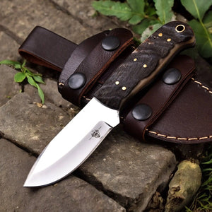 Premium Handmade Hunting Knife with Sheep Horn Handle by Damascus Knife Store, Damascus knife detail photo 5