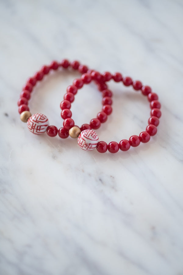 The Darcy Bracelet in Red by TheTinyTassel, handmade jewelry main product photo