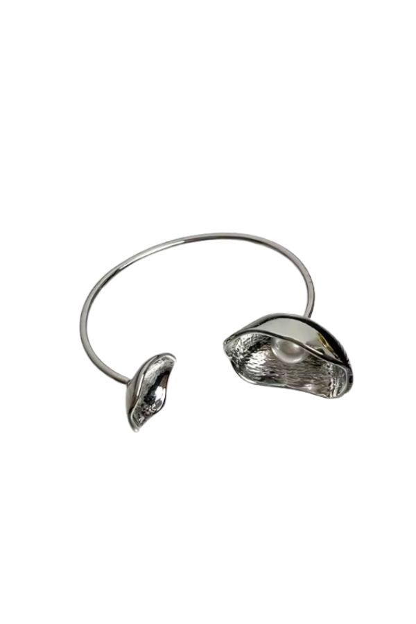 The Oyster Bangle in Silver by The Tiny Tassel