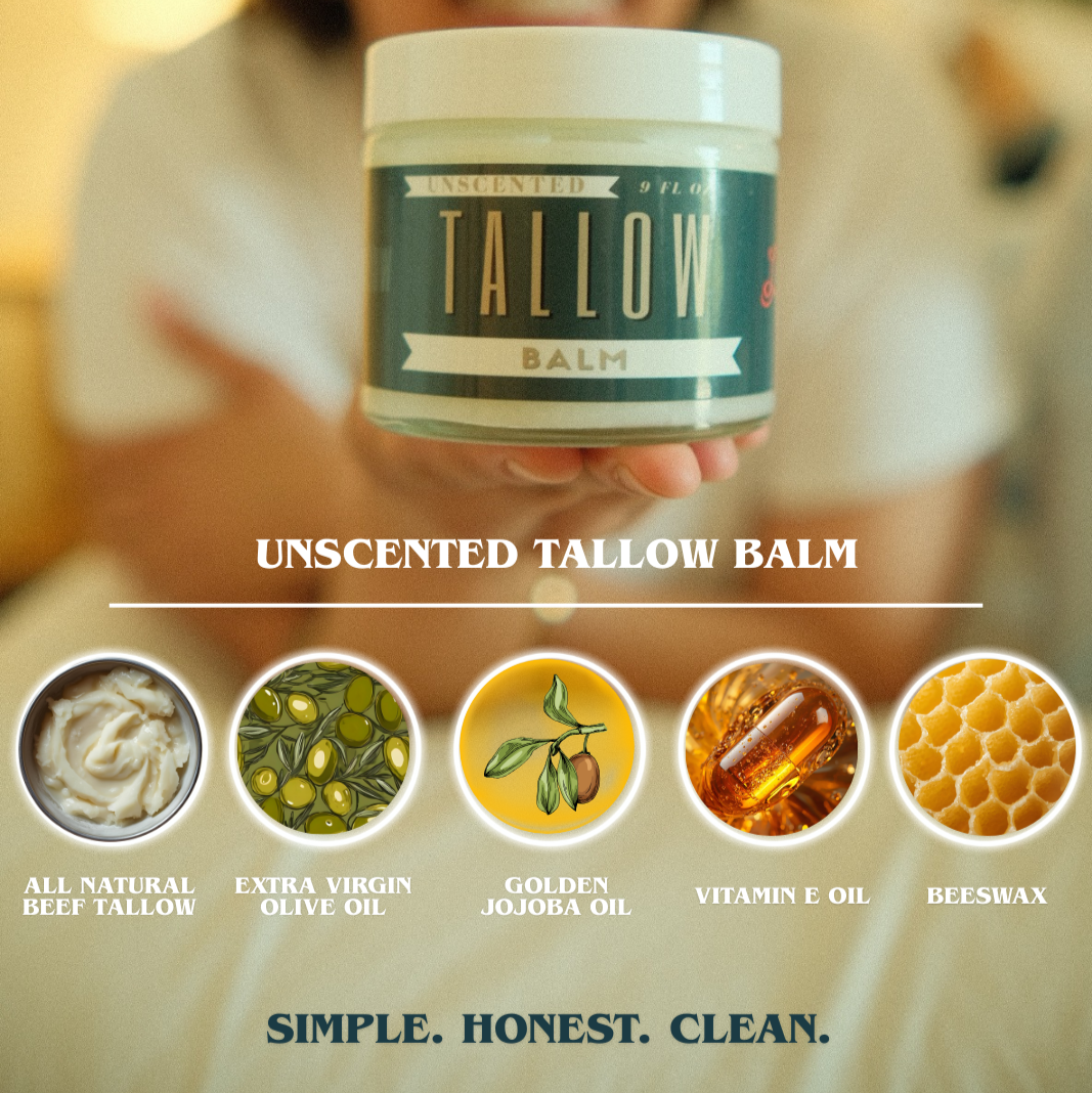 Unscented Tallow Balm | Natural Beef Tallow Vitamin E, Jojoba Moisturizer for Face & Body |Clean, Preservative-Free Skincare by Lady May by The Lady May, scented candle detail