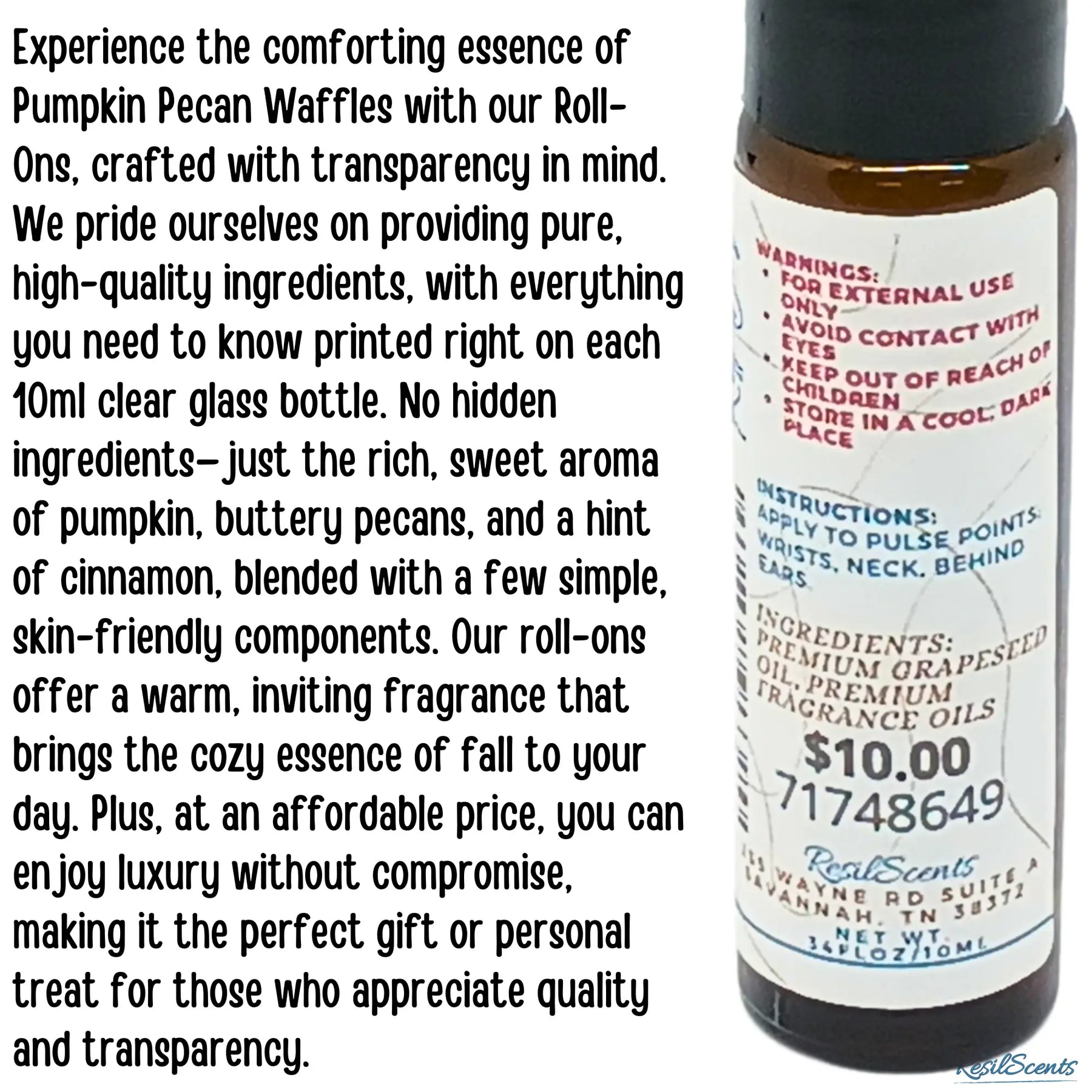 🥞 Pumpkin Pecan Waffles™ Roll-On Oil | Cozy Fall Bakery – ResilScents™ ResilScents