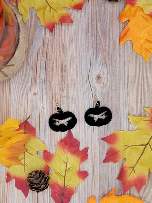 Pumpkin Plane Earrings by EverLee Creations, handmade jewelry detail photo 2