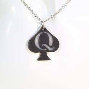 Queen of Spades Wooden Earrings | Card Suit Playing Card Jewelry