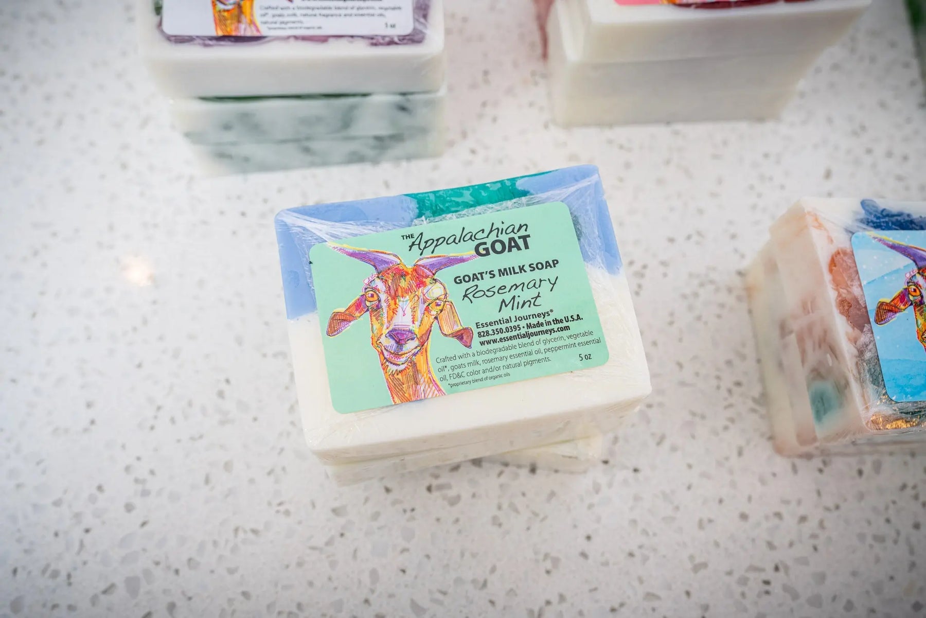 Rosemary Mint Goat'S Milk Soap Slice 5 Oz. by Essential Journeys, natural skincare detail photo 3