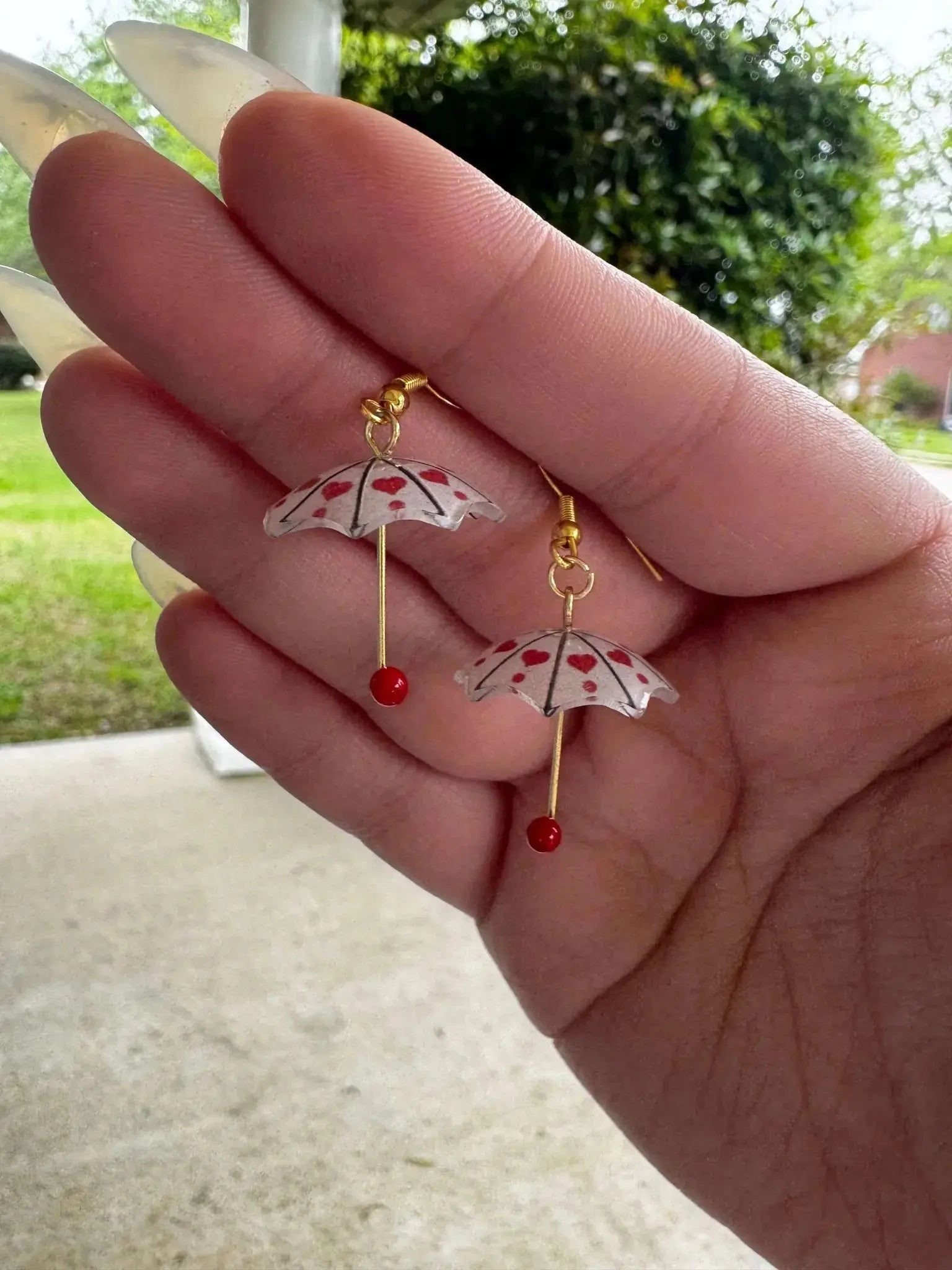Umbrella Earrings Heart Drop Mushroom Lady Co. Handmade Jewelry Unique Earrings