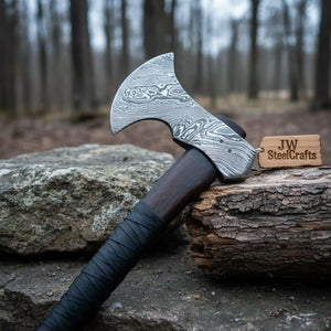 Hand Forged Damascus Steel Hatchet Hawks Tomahawk Axe Rose Wood
