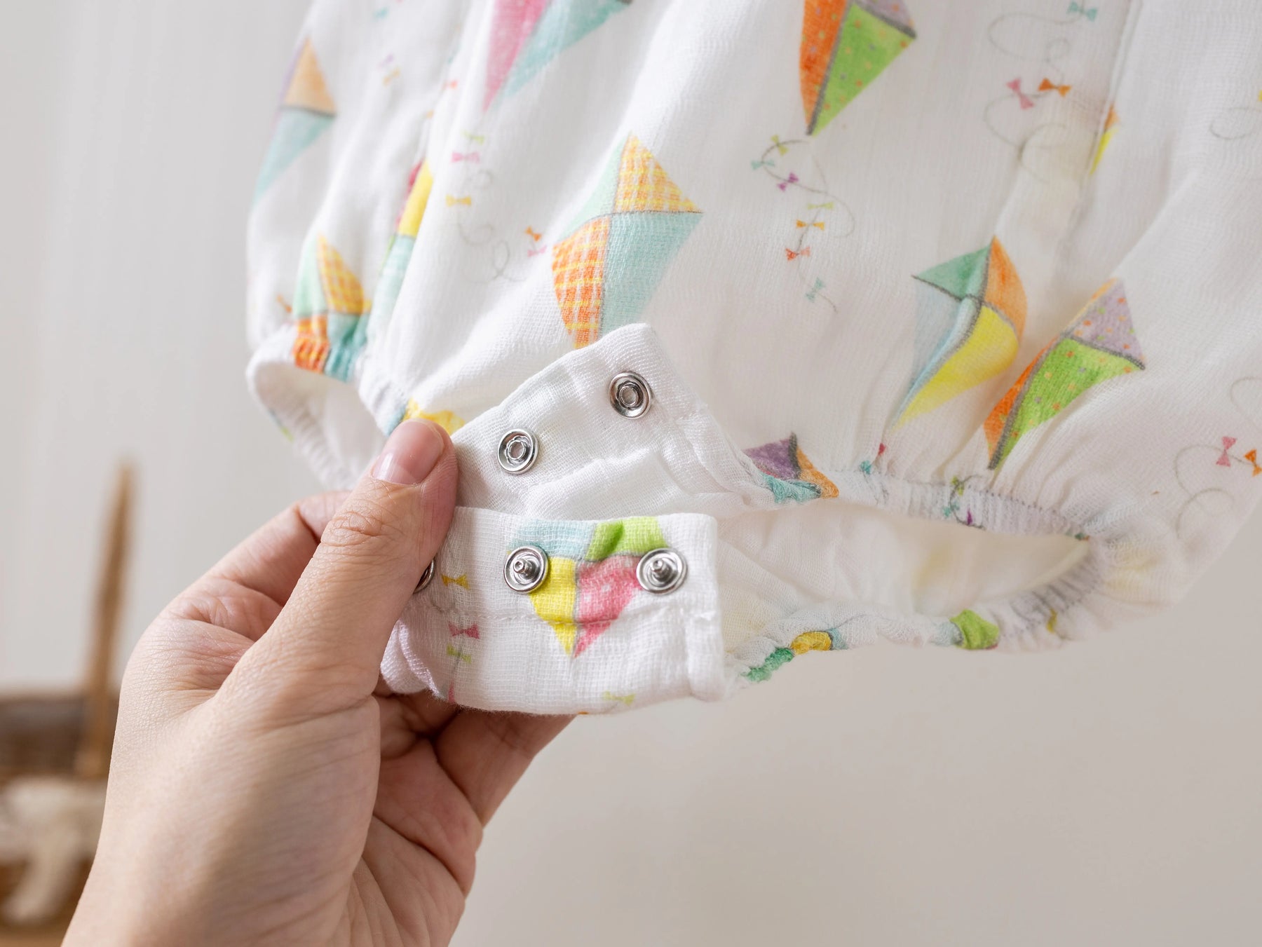 Reach for the Sky Organic Muslin Bubble Romper by Nola Tawk, Southern lifestyle apparel detail photo 4