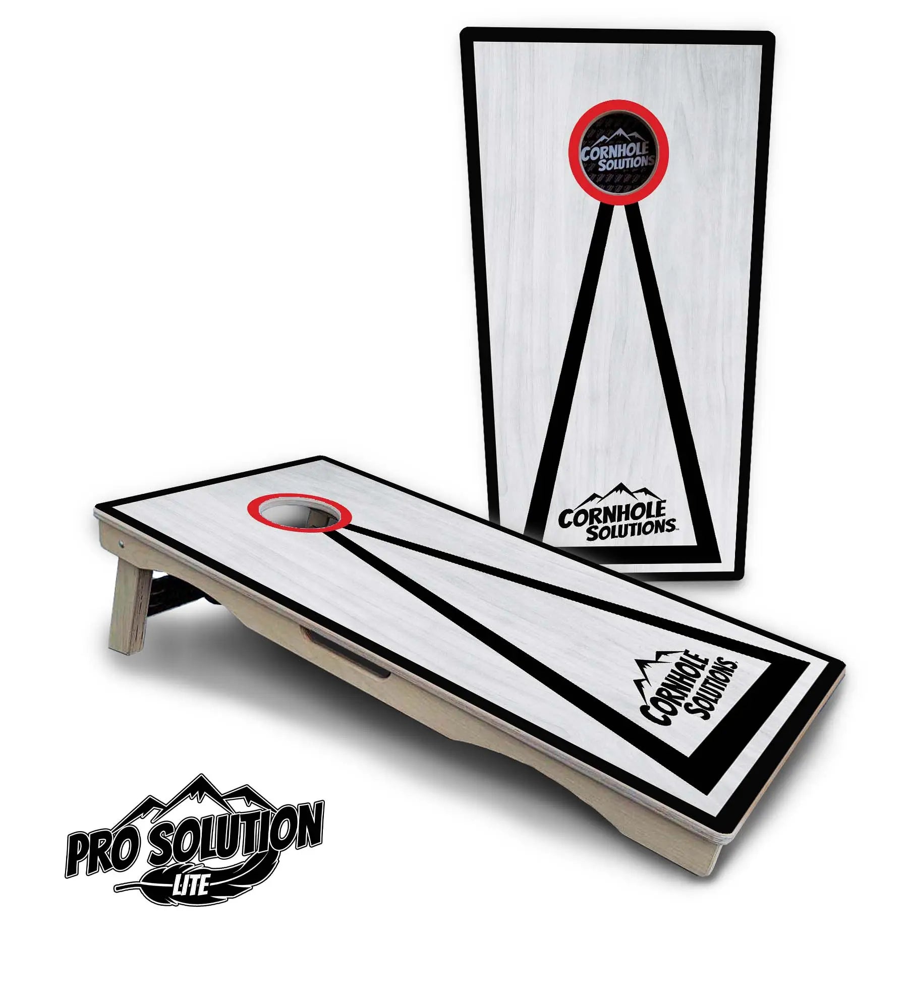 Red/Black Hole Ring Grey Wash Cornhole Boards - Pro Solution Lite Series Cornhole Solutions