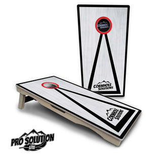 Red/Black Hole Ring Grey Wash Cornhole Boards - Pro Solution Lite Series Cornhole Solutions