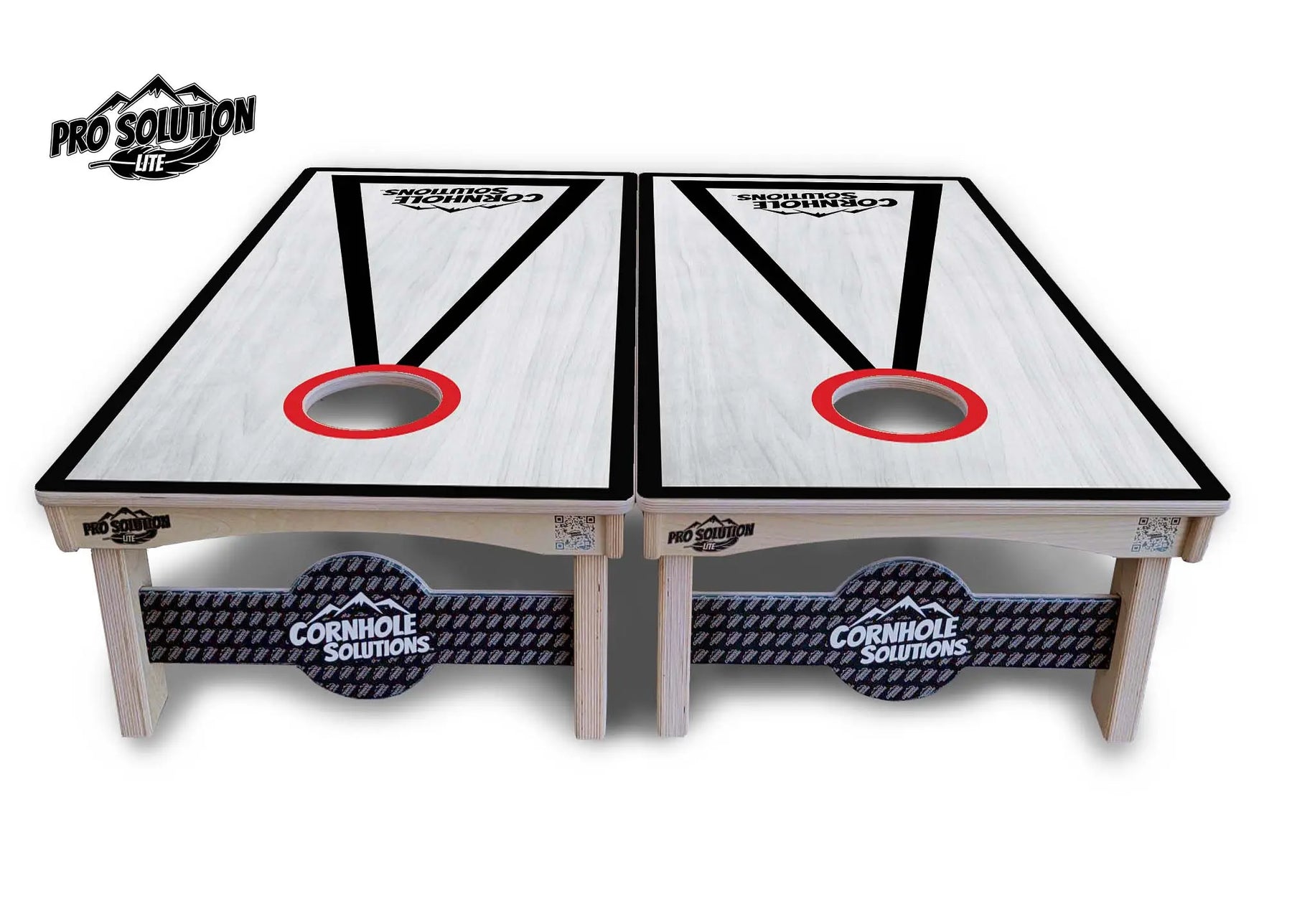 Red/Black Hole Ring Grey Wash Cornhole Boards - Pro Solution Lite Series Cornhole Solutions