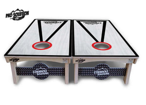 Red/Black Hole Ring Grey Wash Cornhole Boards - Pro Solution Lite Series Cornhole Solutions