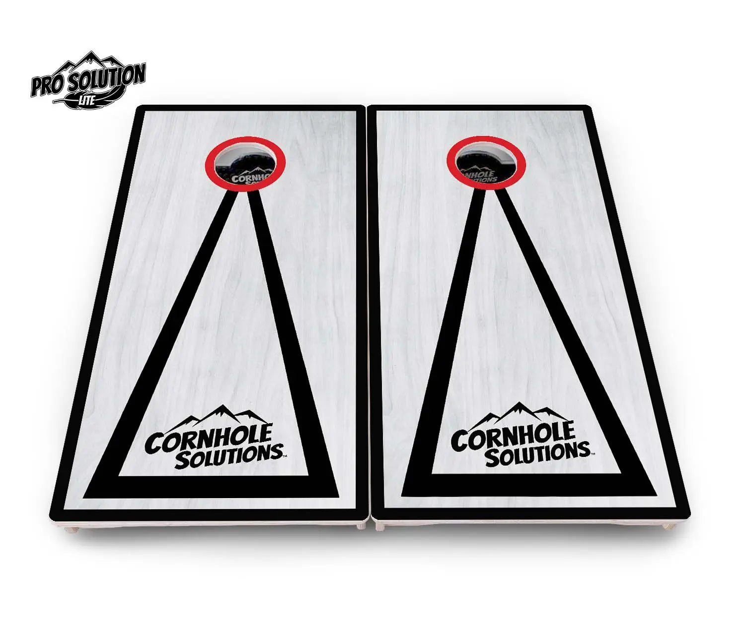 Red/Black Hole Ring Grey Wash Cornhole Boards - Pro Solution Lite Series Cornhole Solutions