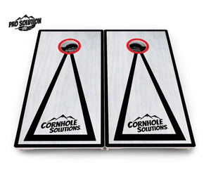 Red/Black Hole Ring Grey Wash Cornhole Boards - Pro Solution Lite Series Cornhole Solutions