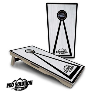 Red/Black Hole Ring Grey Wash Cornhole Boards - Pro Solution Lite Series Cornhole Solutions