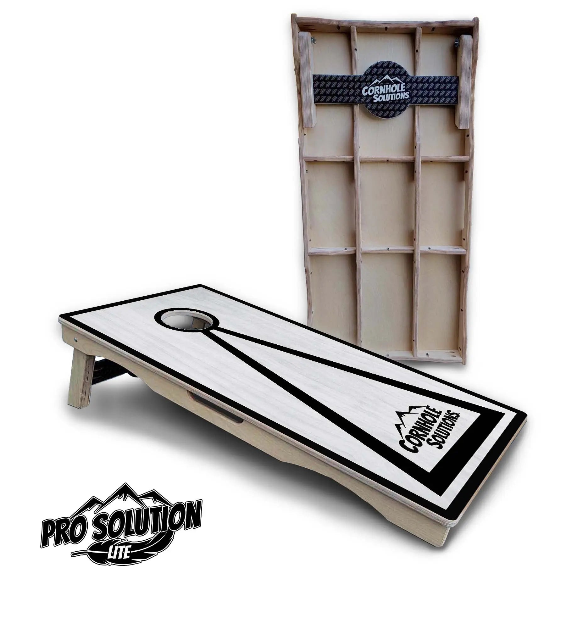 Red/Black Hole Ring Grey Wash Cornhole Boards - Pro Solution Lite Series Cornhole Solutions