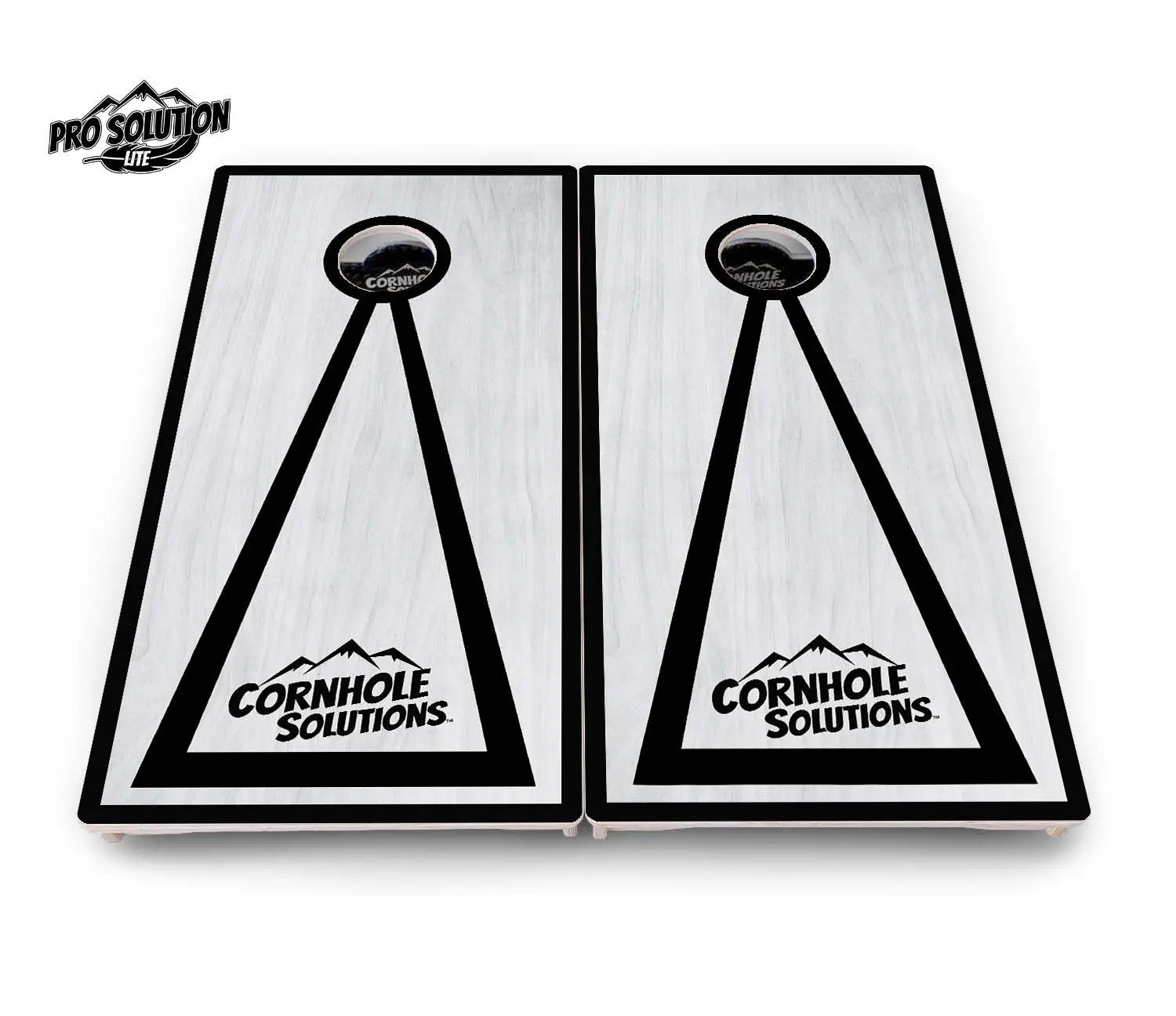 Red/Black Hole Ring Grey Wash Cornhole Boards - Pro Solution Lite Series Cornhole Solutions
