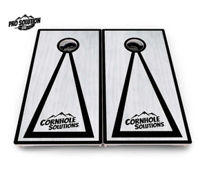 Red/Black Hole Ring Grey Wash Cornhole Boards - Pro Solution Lite Series Cornhole Solutions